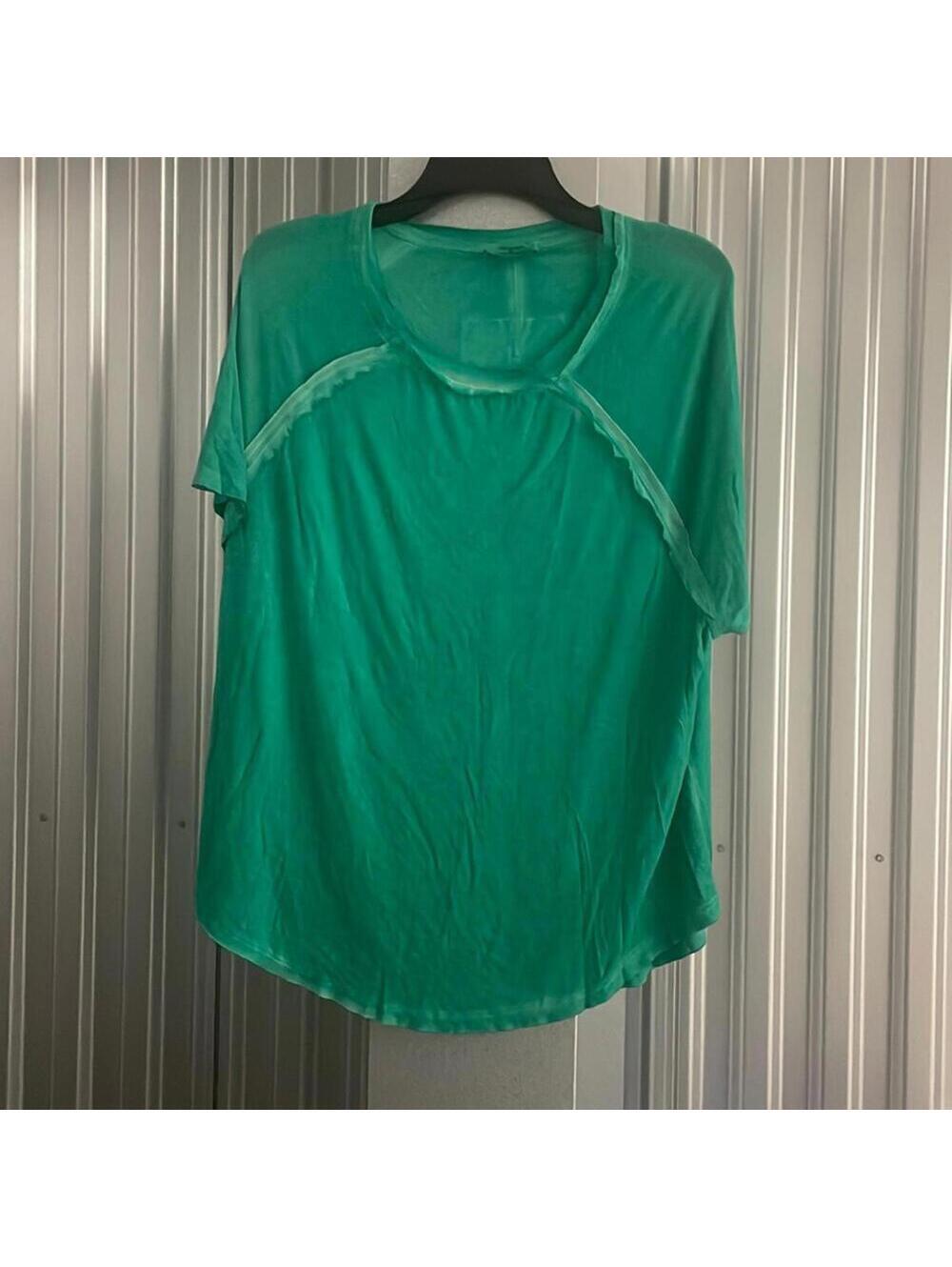 Zenana Green Burnout Slub Loos Fit Relaxed Shirt Casual
